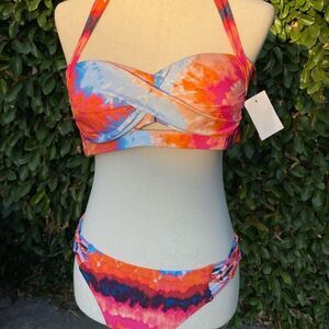 Reaction Kenneth Cole Women's Tie Dye Two Piece Bikini Set Small